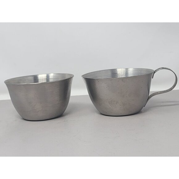 Vintage Metal Sugar & Creamer Set With Butterflies On Handle‎ - Picture 1 of 7